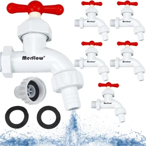 ZESTAW - 5x Zawór czerpalny kran ogrodowy z tworzywa 1/2" z końcówką 3/4" MERFLOW